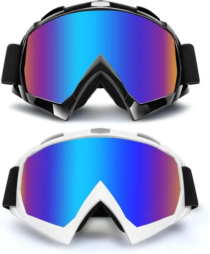 Vista 8 de Gafas para ATV Dirt Bike Paquete de 2 Gafas de Motocicleta Motocross Resistentes al Viento Gafas de Visión Amplia Fuera de Carretera para Conducir