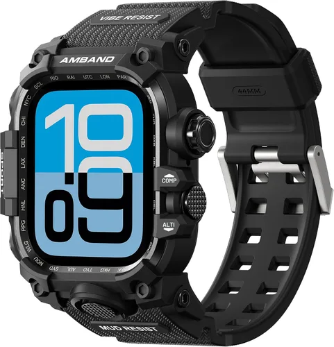 Vista 22 de amBand - Carcasa compatible con Apple Watch SE 3/SE 2/SE/6/5/4 de 1.732 pulgadas, M3 de 1.732 pulgadas, resistente correa táctica, protector