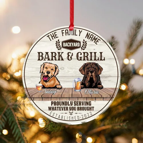 Vista 25 de SILYHEART Christmas Acrylic Ornaments Golden Retriever & Shiba Inu Christmas Sublimation Ornaments Family Dog Name Funny Dogs Live Here Car Hanging