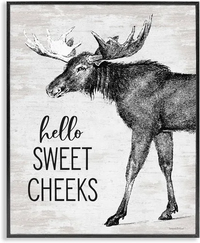 Vista 12 de Stupell Industries Hello Sweet Cheeks Divertido Humor Rústico Baño Alce