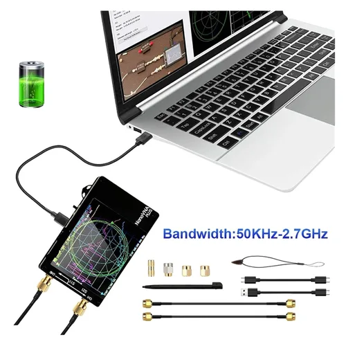 Vista 4 de Spectrum Analyzer, 50Khz-2.7Ghz Vector Network Analyzer Rechargeable Antenna Testing Measuring Reflection Tool(Analyzer 32G SD Card)