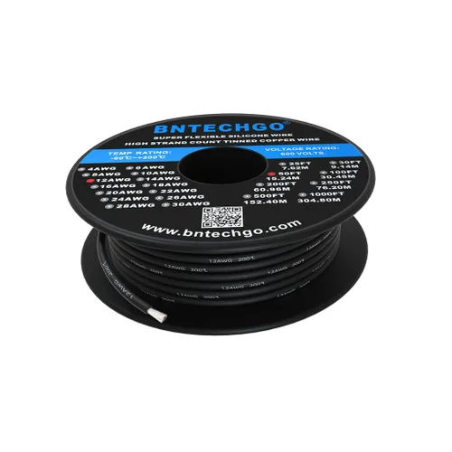 Vista 32 de BNTECHGO Carrete de alambre de silicona calibre 12, 50 pies, color marrón, flexible, 12 AWG, alambre de cobre estañado trenzado
