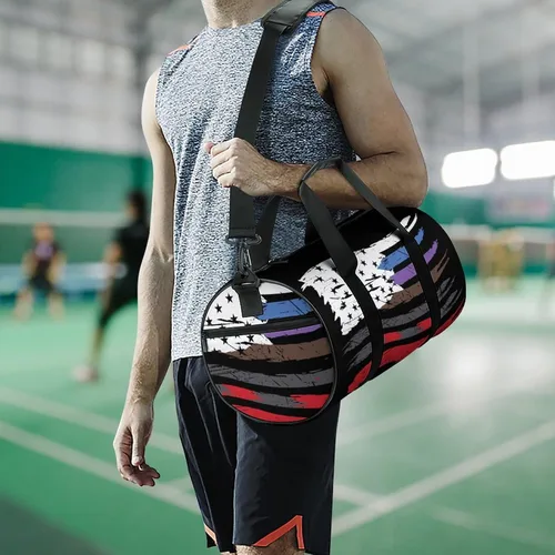 Vista 6 de Bolsa deportiva para gimnasio con bandera de Jiu Jitsu Americana, bolsa de viaje para entrenamiento, bolsas ligeras de fin de semana para mujeres