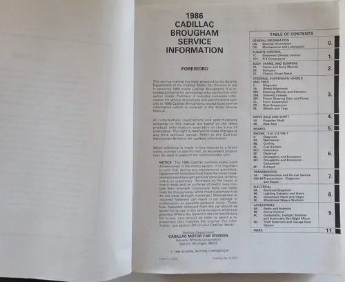Vista 2 de 1986 Cadillac Service Information Manual - Fleetwood brougham- Final Edition