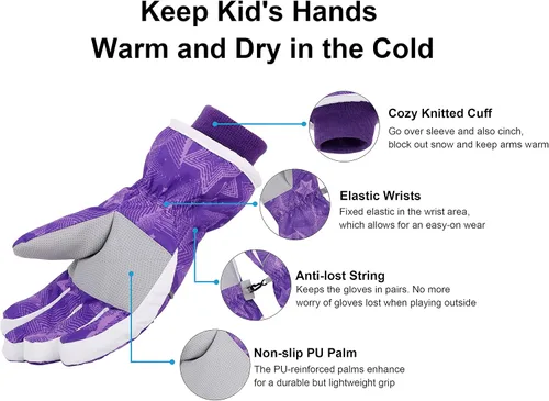 Vista 5 de SimpliKids Guantes de esquí y snowboard impermeables para niña