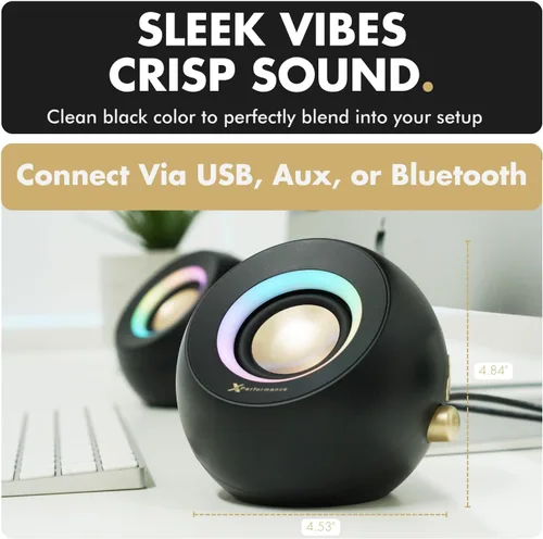 Vista 2 de Altavoces de computadora X9 Performance para PC de escritorio - Bluetooth, Aux y USB con iluminación RGB para escritorio, portátiles, tableta