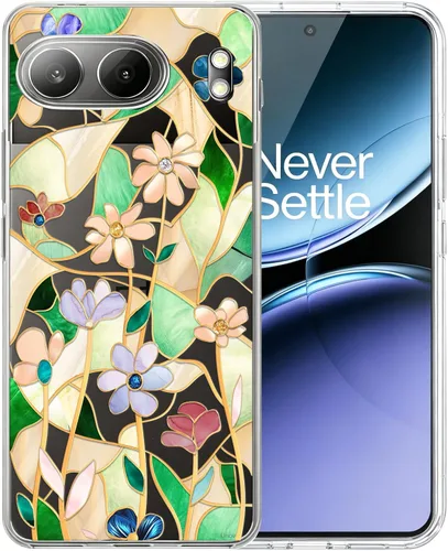 Vista 14 de Unov Funda para OnePlus Nord 4 5G, ramo de flores Patrón en relieve transparente, antideslizante, protector delgado a prueba de golpes, TPU