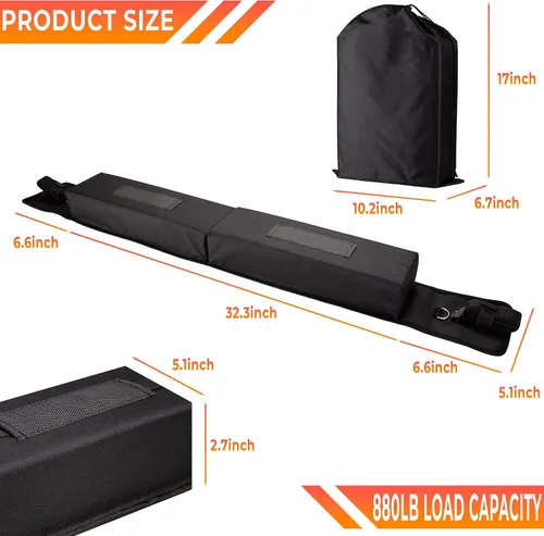 Vista 9 de Almohadillas suaves para portaequipajes de techo, soporte para kayak para uso en automóvil con o sin rieles, soporte universal antideslizante
