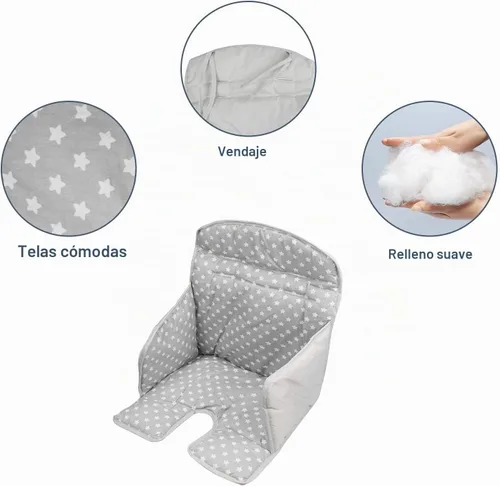 Vista 3 de twoworld Cojín para silla alta, funda de asiento para silla alta para el pelo de comedor de bebé (estrella gris)
