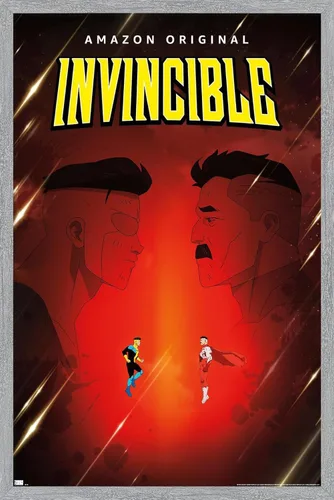Vista 16 de Invincible - Póster de pared de una hoja de padre e hijo, 22.4 pulgadas de largo x 14.7 pulgadas de ancho, versión enmarcada de madera de granero