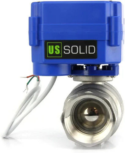 Vista 8 de Válvula de bola motorizada. Válvula de bola de acero inoxidable de 3/4" con puerto completo, 9-24V CC y configuración de retorno automático de 2