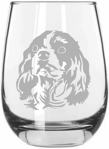 Vista 298 de Shar Pei (chino) - Vaso de vino sin tallo grabado para perro, 15.25 onzas