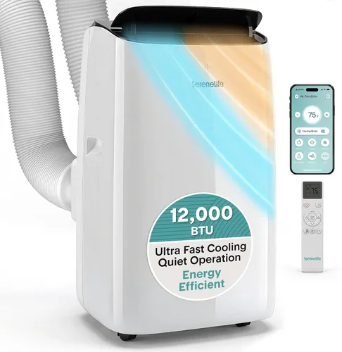 Vista 11 de SereneLife Aire acondicionado portátil de 8000 BTU con WIFI Enfriamiento 3 en 1, ventilador y deshumidificador Temporizador de 24 horas de hasta