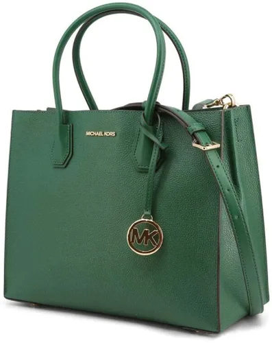 Vista 2 de Michael Kors Bolsa convertible de cuero guijarro verde grande de Mercer, Verde