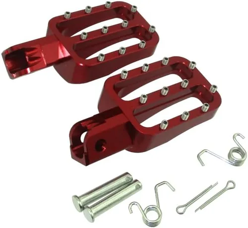 Vista 7 de Estriberas de aluminio CNC rojo para bicicleta de cross de fabricación china, 50 cc, 70 cc, 90 cc, 110 cc, 125 cc, 140 cc, 150 cc, 160 cc