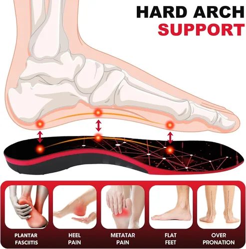 Vista 3 de Plantillas para fascitis plantar, insertos de soporte de arco alto para hombres y mujeres, más de 220 libras, para aliviar el dolor, pies planos
