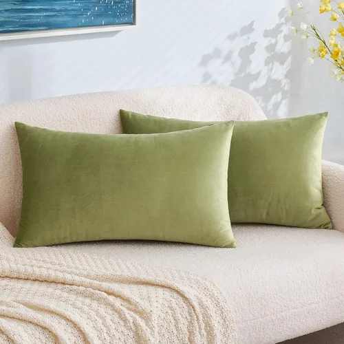 Vista 26 de EMEMA - Paquete de 2 fundas de almohada de terciopelo decorativas, fundas de cojín cuadradas suaves y sólidas para sofá, dormitorio, silla, Verde