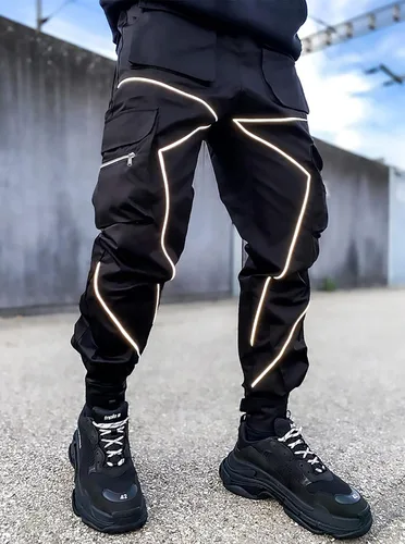 Vista 2 de DIOTSR Pantalones cargo para hombre Techwear Hip Hop Harem Pantalones deportivos con bolsillos Streetwear Punk Jogging