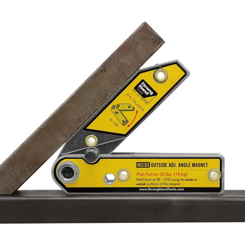 Vista 3 de Strong Hand Tools MLA600 - Cuadrado magnético ajustable para soldadura, imanes interiores/exteriores, pasador de ajuste de ángulo, fuerza