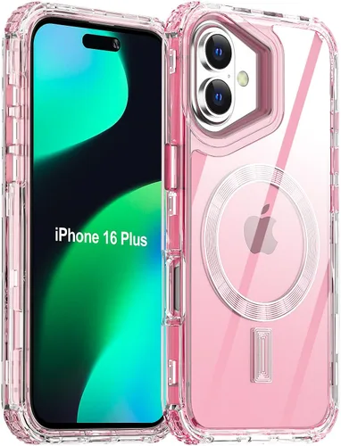 Vista 9 de AICase para iPhone 16 Plus, Funda Transparente Compatible con MagSafe, Protección contra Caídas de 3 en 1, Resistente a Prueba
