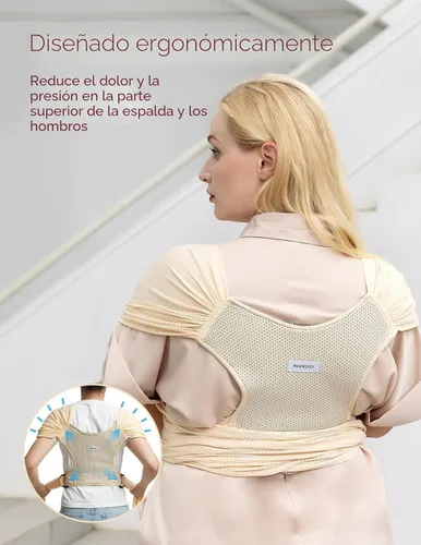 Vista 3 de Momcozy Portabebés AirMesh – El cabestrillo de verano perfecto para recién nacidos a niños pequeños de 8 a 35 libras – Envoltura de bebé de tela