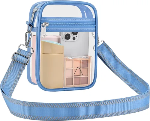 Vista 18 de Bolsa transparente para eventos de estadio, bolso cruzado transparente para hombres y mujeres, bolsa de mensajero para conciertos, festivales