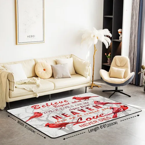 Vista 2 de Cardinal Bird - Alfombra decorativa de 3 x 5 pulgadas, diseño de pájaros rojos, para dormitorio, niñas, niños, ramas de árboles, alfombra decorativa