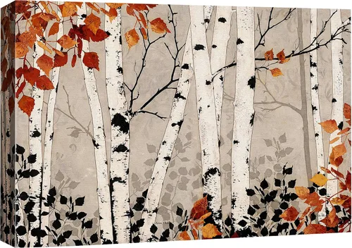 Vista 35 de SIGNFORD Lienzo impreso para pared, árboles de abedul dorados de otoño, bosque, decoración de guardería, paisaje decorativo, relajante, tranquilo