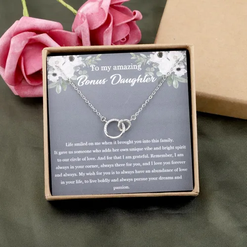 Vista 2 de OKEYCH Regalo de regalo para hija de padrastro, collar para hijastra, regalo para hijastra de madrastra padrastro, regalo de cumpleaños para hija
