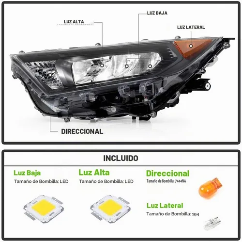 Vista 2 de ACANII - Para [estilo sin proyector] 2019-2021 Toyota RAV4 bisel negro LED faros delanteros montaje izquierda + derecha par