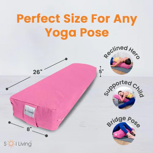 Vista 133 de Sol Living Almohada de yoga rectangular para meditación, accesorios de meditación de algodón, almohada de meditación restaurativa de yoga, almohada
