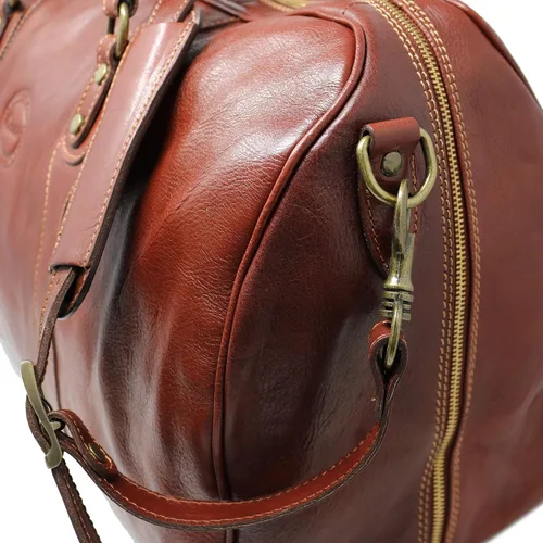 Vista 6 de Cenzo Duffle Vecchio - Bolsa de viaje de cuero italiano marrón, Vecchio marrón