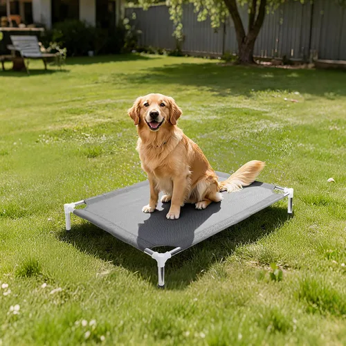 Vista 7 de Makerfire Cama elevada para perros, cuna elevada para interiores y exteriores, para perros pequeños, cama desmontable para mascotas con patas