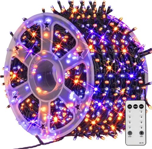 Vista 10 de TW SHINE - Luces de Navidad que cambian de color, 200 luces LED RGB de 66 pies, luces de Halloween para exteriores con control remoto, impermeables