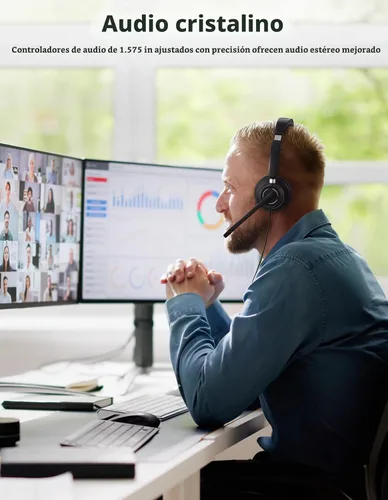 Vista 2 de Auriculares con cable con micrófono para PC, computadora portátil, auriculares USB con micrófono de cancelación de ruido, control en línea