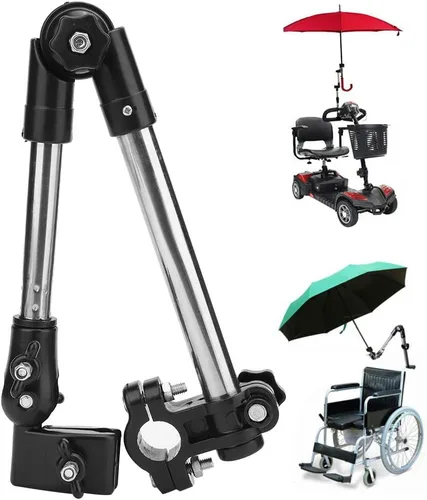 Vista 8 de Soporte para sombrilla para silla de ruedas, silla de ruedas, cochecito y bicicleta, soporte de barra, soporte de abrazadera, conector de soporte
