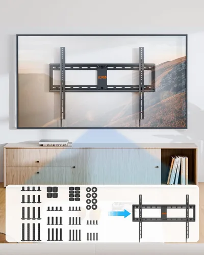 Vista 7 de Kit de herramientas universal ELIVED para montaje de TV con caja, incluye tornillos M4, M5, M6, M8, arandelas, espaciadores, tornillos de repuesto