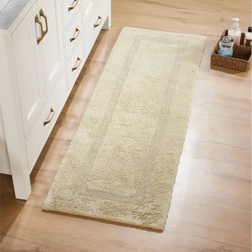 Vista 427 de Better Trends - Juego de 2 alfombras de baño 100% algodón, extra suaves, con borlas, de 17" x 24", alfombra de baño superabsorbente y reversible