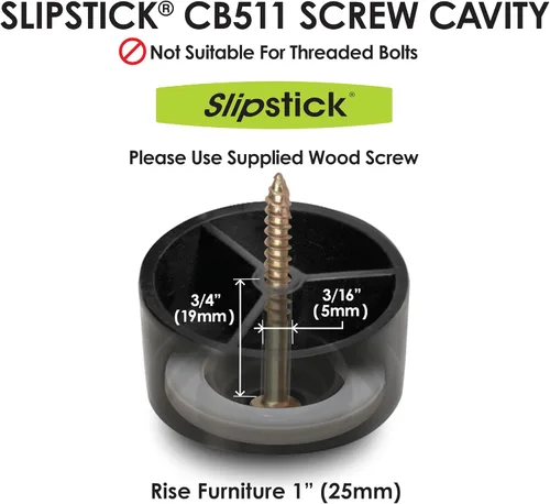 Vista 7 de Slipstick CB511 Protectores para patas de muebles, para no dañar el piso, de 1 pulgada de alto, con hule antiderrapante. Juego de 4