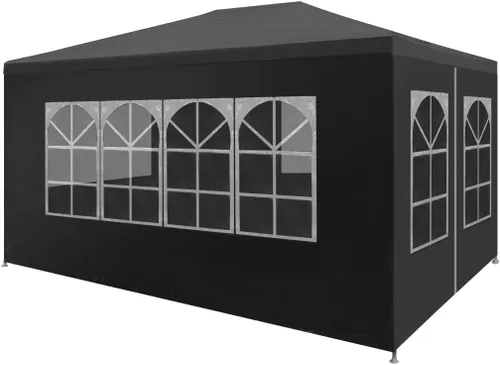 Vista 10 de Toldo desplegable, toldo con paredes laterales, kiosco para parrilla, tienda de campaña de 9 pies 10 pulgadas x 9 pies 10 pulgadas, color blanco