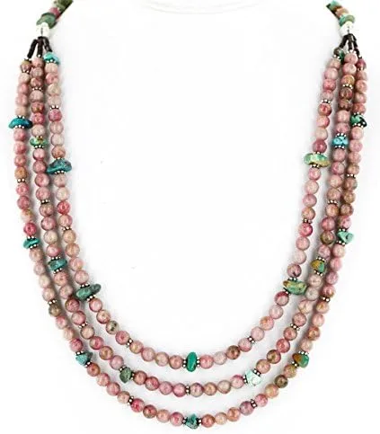 Vista 8 de Grande $380al por menor etiqueta auténtico 3Strand fabricado por Charlene Little Navajo plata turquesa Natural collar de ágata nativo americano rosa