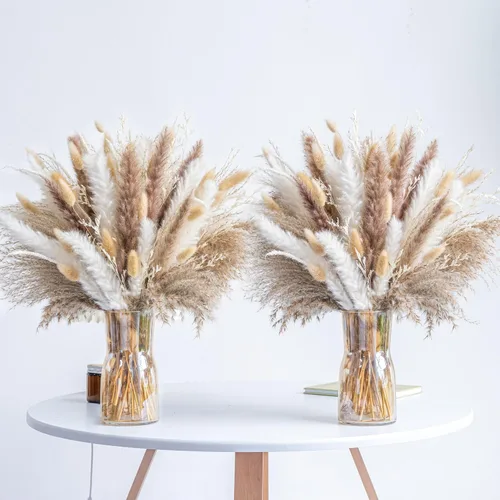 Vista 10 de 70 UNIDADES Hierba de Pampa Seca Natural Estilo Boho para Decoración del Hogar Ramo de Phragmites Flores Secas para Arreglos Florales de Boda