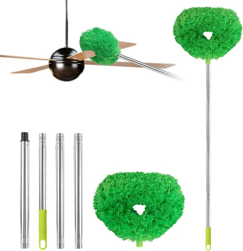 Vista 12 de Limpiador de Ventilador de Techo Plumero Reutilizable de Microfibra Limpiador de Aspas de Ventilador de Techo Plumero Extraíble con Poste