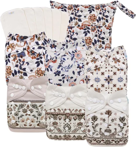Vista 9 de babygoal Pañales de tela para recién nacidos, paquete de 13 unidades para niños prematuros de 5-12 libras, 6 unidades con 6 insertos y bolsa