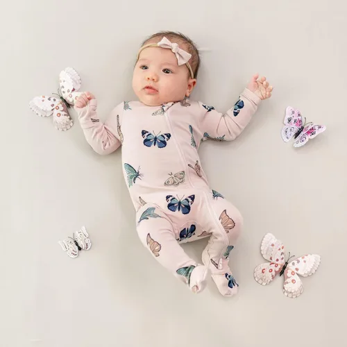 Vista 99 de KYTE BABY Pies unisex con cierre de cremallera, rayón hecho de bambú, 0-24 meses