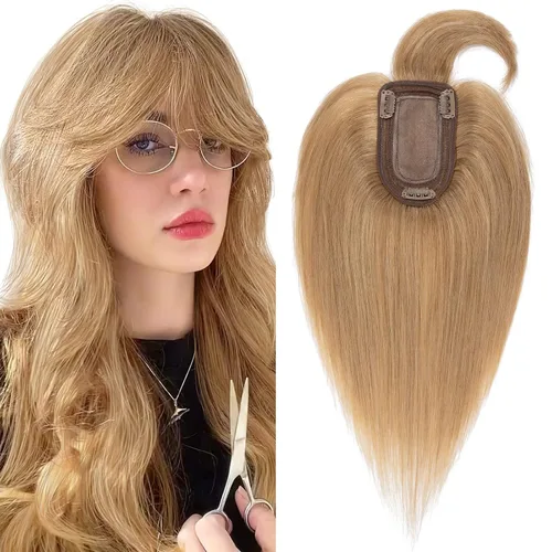 Vista 20 de SEGO Topes de cabello para mujeres de cabello humano real con cabello delgado, topes de cabello con clip frontal de 150% de densidad con base
