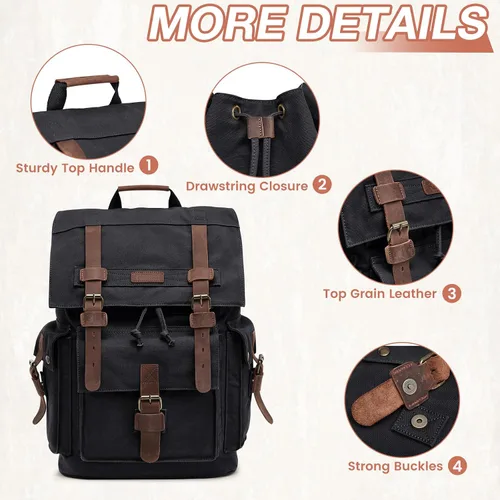 Vista 6 de Mochila Kattee de lona para hombre