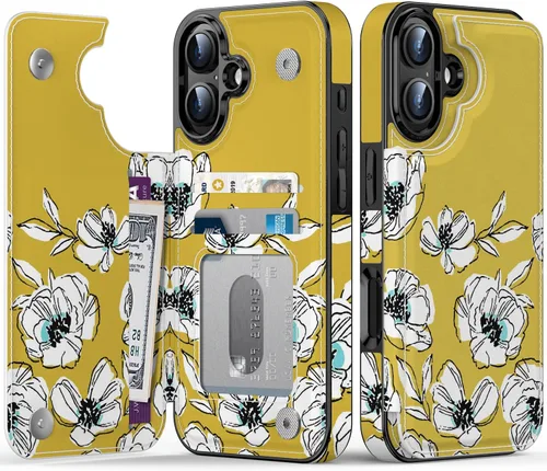 Vista 233 de LETO para iPhone 15 Pro Funda tipo cartera - Tapa tipo folio con patada - Diseños de moda - Tarjetero - Funda protectora para mujeres y niñas - 6.1
