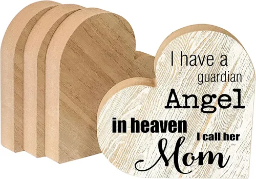 Vista 3 de Paquete de 4 letreros de madera de madera de 6 pulgadas de grosor con forma de corazón de madera de fibropanel de densidad media sin terminar