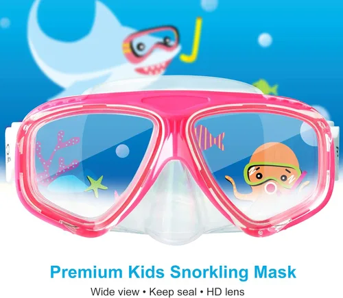 Vista 7 de EXP VISION Juego de 2 máscaras de buceo para adultos y niños, gafas de natación de vidrio templado con cubierta de nariz para adultos y niños